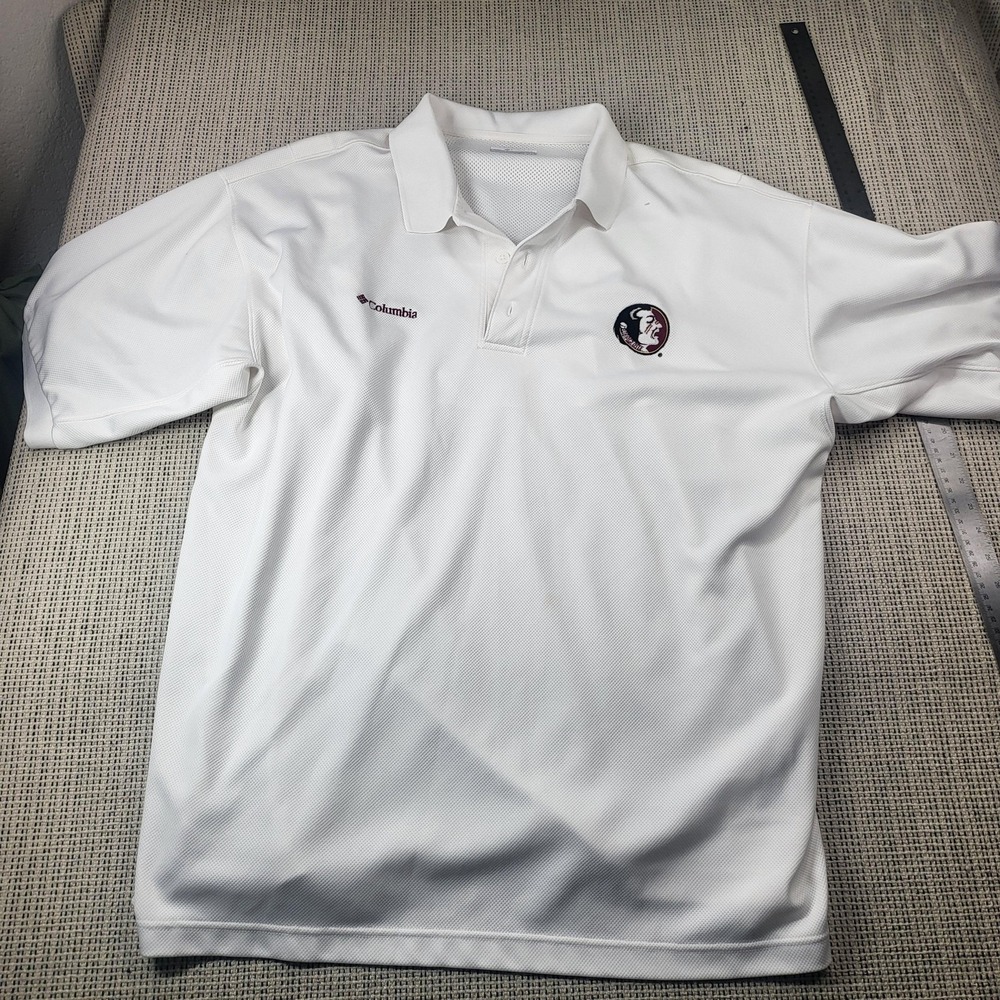 Florida State Seminoles Polo Shirt Mens XL White NCAA Football Columbia PFG